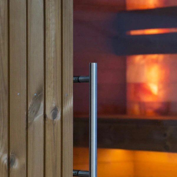 Steel door handle and glass door