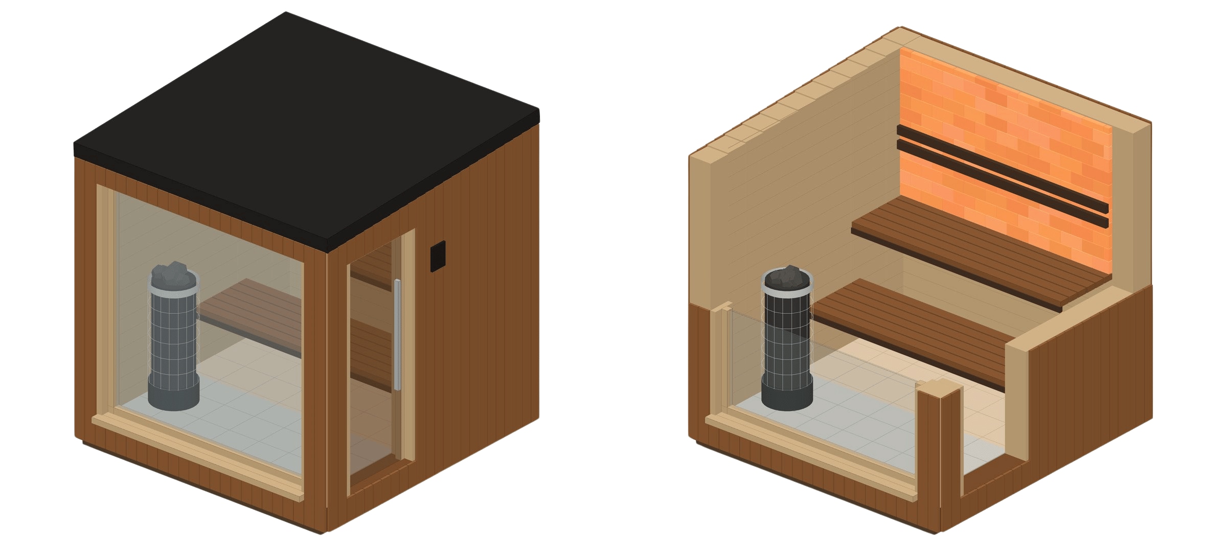 The Cube outside and inside, with numbered parts
